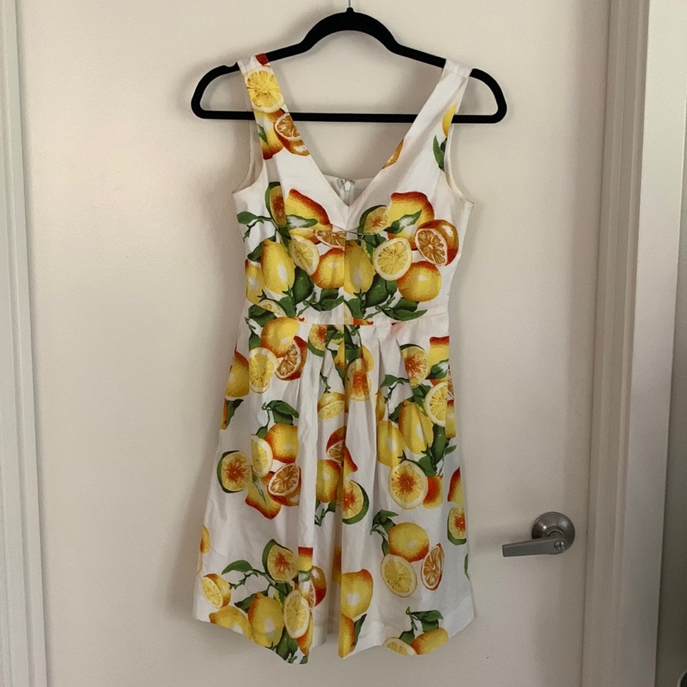 Banana Republic cotton lemon print a-line sundress 0P